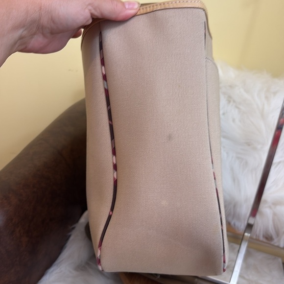 Burberry Blue Label | Beige Tan Canvas Nova Check Detail Tote Bag Handbag - Picture 16 of 17